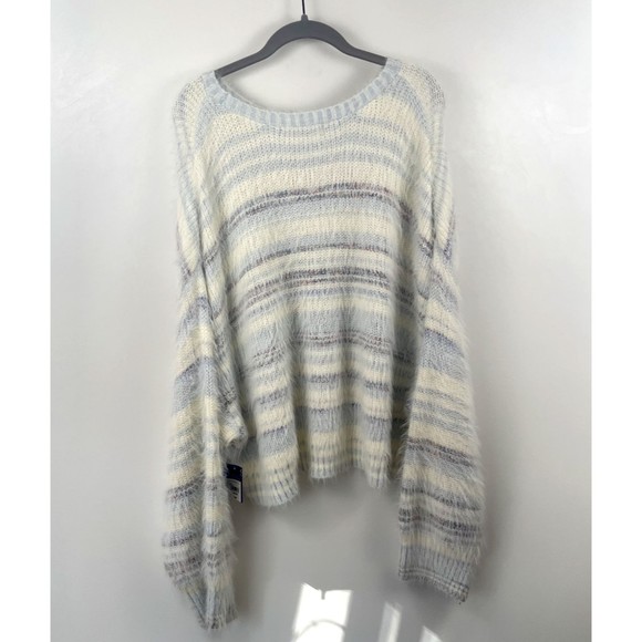 5. Arizona Jean Co Womens Sweater White Gray 2X Acrylic Striped Drop Shoulder - Picture 3 of 12